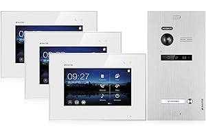BALTER EVO Video Türsprechanlage ✓ 3 x Touchscreen 7 Zoll Monitor ✓ 2-Draht BUS ✓ Türstation für 1 Familienhaus ✓ 1 Türklingel ✓ 150° Weitwinkel-Kamera
