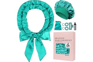 Baolivi Satin Locken Ohne Hitze, Heatless Curls Band Lockenwickler Über Nacht, 70" Overnight Curls DIY Hair Curler Rollers Lockenband, 9 Stück Locken Über Nacht Set mit Schlafmütze für Langes Haar