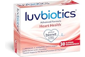 Luv Biotics Probiotic Heart Health Supplement - Garlic Extract + L-Carnitine +Thiamin -30 Vegan Capsules