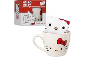Get Trend Hello Kitty Sanrio Mug & Socks Gift Set for Teens Women, 340ml/11.5oz Ceramic Coffee Cup & Crew Socks, Kawaii Stocking Filler Gifts for Her (White Hello Kitty)