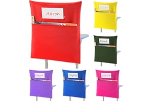 Sanwuta 48 Pack Chair Pockets for Classroom - Book Organizer for Chairback with Name Tag Slot for Kindergarten Primary School Students & Home School Use(15 x 16 Inch,Multicolor)