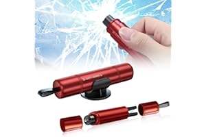 ZUOQIANG Safety Hammer & Seat Belt Cutter, Car Safety Hammer，Car Safetyhammer Window Breaker with Test Glass, Hammer Seat Belt Cutter with Holder - Emergency Escape Tool for Rescue, Disaster（Red）