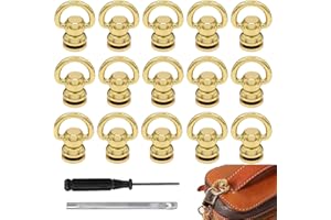RXKFIGX 20 Pcs Studs Rivets D Ring Nail Chicago Metal Stud D Ring Stud Screw Rivets Leather Craft Rivets Button Rivets Gold Brass Nail Rivet Stud Screw with for Leather Craft Perfume Bell Gold 20x11mm