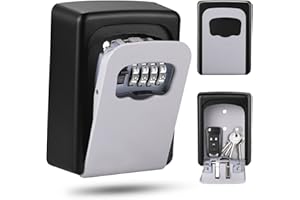 Nestling Wall Mounted Key Box for Home, Waterproof and Security Box with Combination Lock, Large Capacity Outdoor Key Lock Cabinet for Spare House Keys, Gray