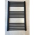 Greened House Milano Black Heated Towel Rail 500mm W x 800mm H Straight Central Heating Towel Radiator