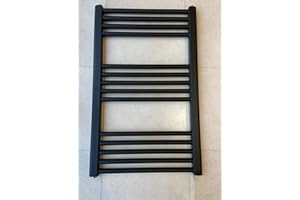 Greened House Milano Black Heated Towel Rail 500mm W x 800mm H Straight Central Heating Towel Radiator