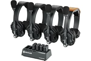 HOLLYVIEW Hollyland Solidcom SE 2.4G Wireless Intercom Headset System Full Duplex 4 User ENC Noise Cancellation 350m Team Communication with PTT Mute Single Ear Headset for TV Film Production Drone (SE-4S)