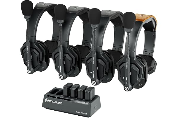 Hollyland Solidcom SE Casque de Communication sans Fil Système Full Duplex à 4 Utilisateurs avec ENC 350m Communication d'Équipe avec PTT Casque à une Oreille pour la Production TV&Film (Version 2.4G)