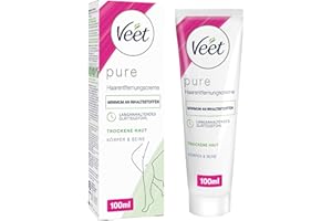 ‎VEET Veet Pure Haarentfernungscreme für Körper, Arme & Beine - Enthaarungscreme für trockene Haut - Minimum an Inhaltsstoffen & angenehmer Duft - 100 ml