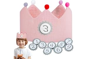 Ochomasun Geburtstagskrone Jungen & Mädchen, Geburtstagskrone Musselin, Krone Geburtstag Klett Austauschbar 1-9 Zahlen, Geburtstagszug Dekorative Hüte für Kindergeburtstag Parteien