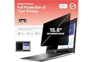 BERSEM 15.6 inch Removable Laptop Privacy Screen Filter for 16:9 Ratio Monitor, Anti-Spy, Anti-Glare, Anti-Scratch, UV-Blocking