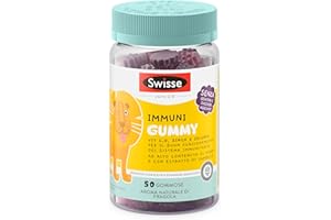 SWISSE Junior - Multivitaminico Completo Bambini con Vitamina D C B12 B6 e Minerali per Supporto al Sistema Immunitario, 50 Gommose ad Alto Contenuto di Fibre, Aroma Naturale di Fragola, Made in Italy
