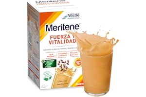 Meritene | Fuerza y Vitalidad | Batidos Sabor Café Descafeinado | Fuerza para tus Músculos, Vitalidad para ti | Nutrición para Adultos con Proteínas, Vitaminas y Minerales | 15 Sobres | 450 gr