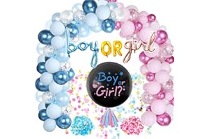 VICTERR Gender Reveal Party Dekoration, Babyparty Deko MäDchen Junge, Rosa Blau Luftballon Girlande Boy Or Girl Deko Geschlecht Offenbaren Ballon Mit Konfetti, Gender Reveal Balloon für Baby Shower