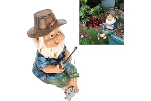 Atyhao Gnomy dekoracja krajobrazu, wędkarski krasnal opiekunka śmieszna odporna na promieniowanie UV żywica dekoracyjna na zewnątrz ogród trawnik krasnal miniaturowy krasnolud ozdoba zestaw