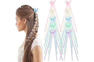 Andibro 10 pièces barrettes à cheveux longues avec nœud, colorées en ruban à kawaii doubles nœuds pour cheveux mignons et esthétiques pour queue de cheval Accessoires de cheveux pour femmes et filles