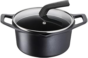 Lagostina Aroma Casseruola Fonda 2 Maniglie con Coperchio, Pentola in Alluminio Pressofuso Ø20cm, Pentola Induzione, Gas e Forno con Cottura Thermo-Signal, Rivestimento Titanium, Coperchio in Vetro