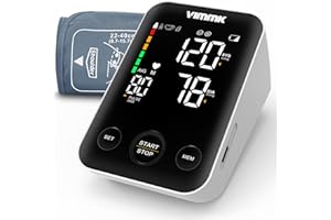 Vimmk Ciśnieniomierz przedramienia, cyfrowy miernik ciśnienia krwi, wyświetlacz LED, wykrywanie arytmii i pomiaru tętna, pamięć 2 x 120, mankiet 22-40 cm