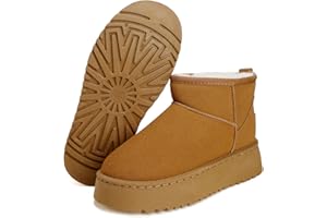 Jifenkla Stivali Donna Invernali, Foderato Caldo Platform Boots Mini-Stivaletti Comode, Stivali da Neve Donna Antiscivolo Impermeabili Suola in Gomma Leggerie Pelliccia Breve Scarpe Boot Moda Outdoor