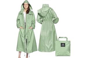 LAMA Impermeabili Lunghi da Donna con Cappuccio, Riutilizzabili Ripiegabili con Maniche Lunghe per Adulti Donna, per Bici Moto Equitazione Escursionismo Trekking