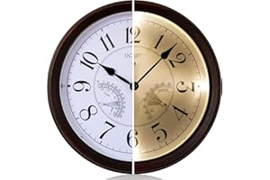 OCEST 35.6cm Leuchtende Gartenuhr Outdoor Uhren, groß wanduhr, wasserdicht, Thermometer & Hygrometer, für den Innen- und Außenbereich, batteriebetrieben, 14 Zoll