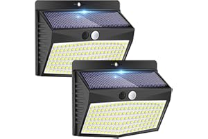 Peasur Luz Solar Exterior 138 LED,【2 Pack /3 Modos/Súper Brillante】 Focos LED Exterior Solares, Impermeable IP65 Luz Solar Exterior con Sensor de Movimiento para Jardin,Garaje,Camino