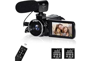 Csspew Videocamera 4K con microfono, 56MP zoom digitale 18X 3.0 IPS Touch Screen Videocamera digitale portatile, rotazione 270 ° IR visione notturna Vlogging fotocamera per YouTube