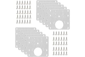 BUYSOW Piastra di Riparazione per Cerniere in Acciaio inossidabile 10 PCS, Piastras di Riparaziones per Porte Cerniere con Fori con 60 Viti, Riparazione Della Cerniere per Armadi Mobili Legno Porte Cucina