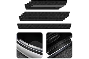 RAIRSKY 9 Stück Carbonfaser Gemusterter Auto Einstiegsleisten Schutz,Auto Carbon Fiber Einstiegsleisten Anti-Scratch Abrieb,Starke Haftung Türschweller Aufkleber,Car Door Sill Protector,für Alle Fahrzeuge