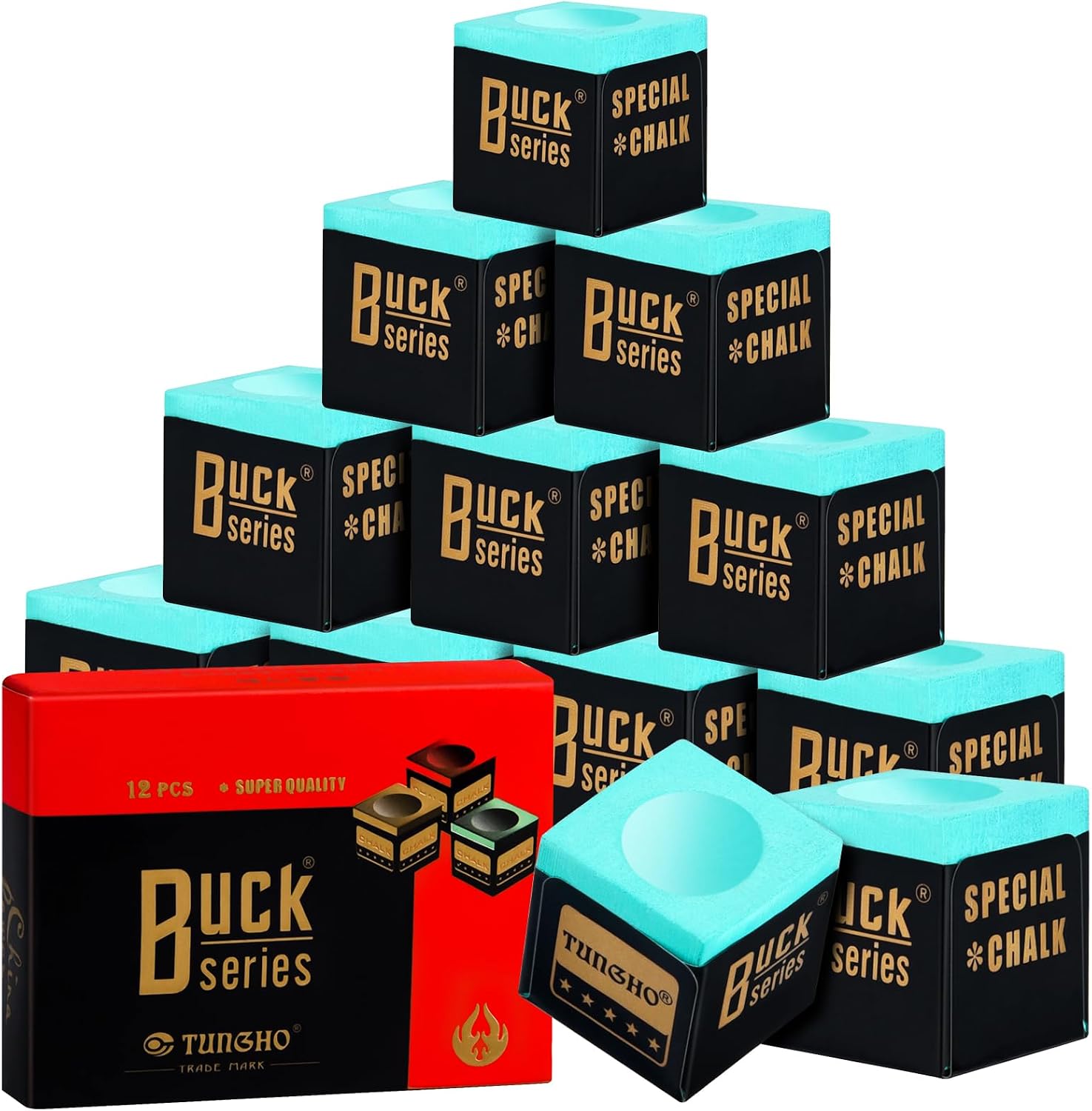 TRIITECH Snooker Chalk,Green Pool Cue Chalk Billiard Chalk 12 Cubes for Snooker Cue Tip