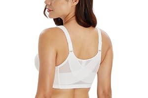 Lemorosy Damen Komfort Starker Halt Vorne Vershcluss Rückenstütze Ungepolstert Ohne Bügel Klassischer BH