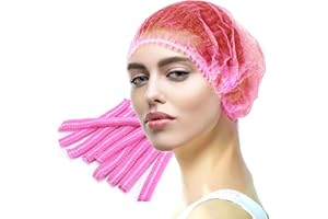 LA MIERE 100 Pink Disposable Non-Woven Hairnets, Bouffant Caps, Protective Hair Head Covers, Hair Net, Surgical Cap, Medical Hair Covers