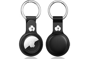 Meliya Custodia AirTag Portachiavi per Apple Airtag, Pelle Custodia per Airtag Apple con Portachiavi, Pelle Cover Protettiva per Tracker per Zaini e Animali Domestici (Nero)