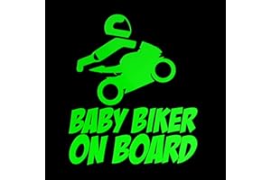 ERREINGE STICKER PRESPAZIATO VERDE FLUO 15cm - BABY BIKER ON BOARD - Adesivo Decal Decalcomania Vinile Murale Laptop Auto Moto Casco Camper