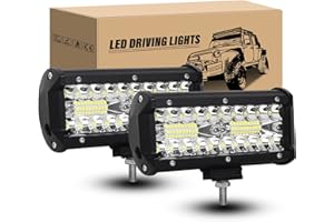 RIGIDON 2Pcs 18cm 120W Faro da Lavoro LED, Fari LED Auto 12V 24V Impermeabile Fuoristrada Barra per Offroad SUV ATV UTV Camion Trattore, 6000K Bianca Fendinebbia Lampada Luci di Guida