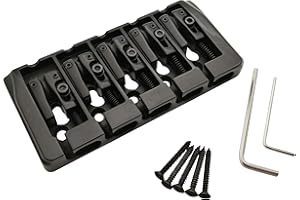 Guyker 5 String Bass Bridge with Locking Zinc Saddles – Dual Load Type A Bridges String Space 19mm Replacement for Jazz Bass or Precision Electric Instruments (Black)