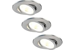 Ledvion - Lot de 3 Spots LED Encastrables, Inox, Dimables, 7W, IP65, CCT, COB, Ø90mm, Garantie 5 Ans