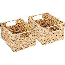 HMF Opbergmand badkamermand, gevlochten van waterhyacint met houten HMF Opbergmand badkamermand, gevlochten van waterhyacint met houten