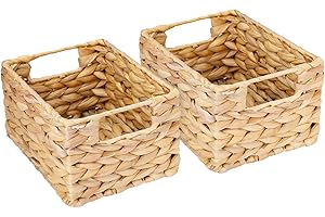 HMF panier de rangement, panier tressé en jacinthe d'eau jonc de mer | set de 2 pièces | taille S | 22 x 17 x 12 cm