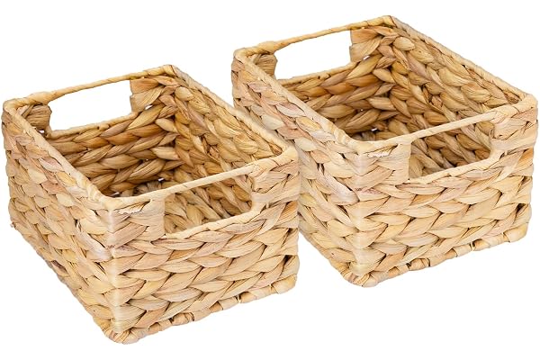 HMF Förvaringskorg, flätad vattenhyacint och sjögräs, set om 2, storlek S, 22 x 17 x 12 cm