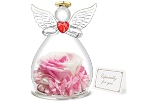 Miofula Ewige Rose Engel Geschenke für Mama Oma, Ewige Blume Geschenk für Frauen, Forever Rose im Glas Engel Figur, Geburtstagsgeschenk für Mutter Oma zum Weihnachten Muttertag Valentinstag Geburtstag