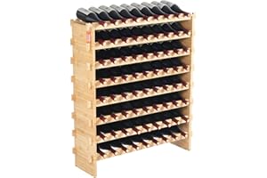 VEVOR Étagère à Bouteilles Modulaire pour 72 Bouteilles, Casier à Vin à 8 Niveaux, Range Bouteilles en Bois de Bambou Autoportant, Rangement Présentation de Vin pour Cuisine Garde-Manger Cave Bar