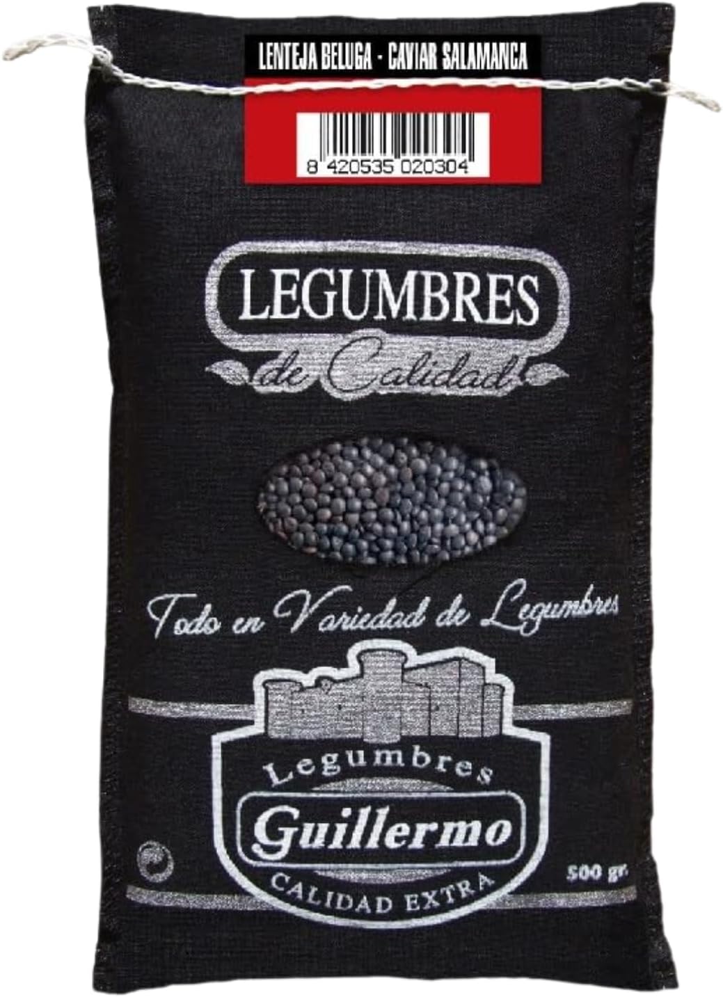 Guillermo | Lenteja beluga caviar (Salamanca) - Saco 500g. | Gourmet | Calidad Extra | Opción para vegetarianos y veganos | Sabor más rico e intenso y terroso que otras variedades de lentejas