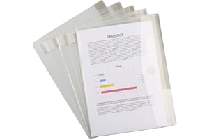 Djois made by Tarifold 510711 – Pack de 5 Dossier, Sobre A4, Carpetas Portafolios, Sobres A4 Plástico PP Transparente, cierre con velcro- 5 unidades