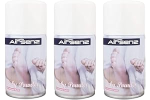 AIRSENZ Fragrance Refill For Air Freshener Dispenser - Pack of 3 x 270ml Spray Cans (Baby Powder)