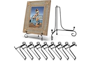 WATEFOER Supporto da esposizione in 8 pezzi, supporto per piatti in ferro pieghevole, supporto per quadri da esporre, cavalletto in metallo per piatti decorativi, cornici, libri, opere artistiche