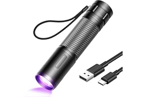 GEARLITE Wiederaufladbar LED UV Schwarzlicht Taschenlampe, Leicht Mini UV Lampe Ultraviolettes Licht mit 395nm Robust Wasserfest für Bernsteinsuche Geocaching Heimtierurindetektoren Unechte Banknoten