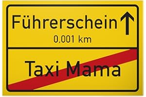 DankeDir! Führerschein Taxi Mama 30 x 20 cm Schild Ortsschild - Geschenk bestandenen Führerscheinprüfung Fahrprüfung - Führerscheinneulinge - Glückwunsch KFZ Auto Führerschein
