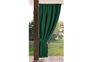 Eurofirany Garden Rideau Extérieur avec Passe Tringle - 1 pc. Rideau Imperméable, Coupe-Vent, Rideau pour Pergola, Cabanon Jardin Exterieur, Gazebo, Terrasse, Pavillon, 155x200 cm, Vert Foncé