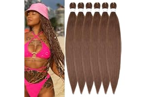 YDDM Pre Stretched Braiding Hair Braiding Hair Extensions Brown Braids Extensions Hair 32 Inch 6packs Box Braid Hair Extensions Hair For Braiding Crochet Hair Braiding (32 Inch, 30#)